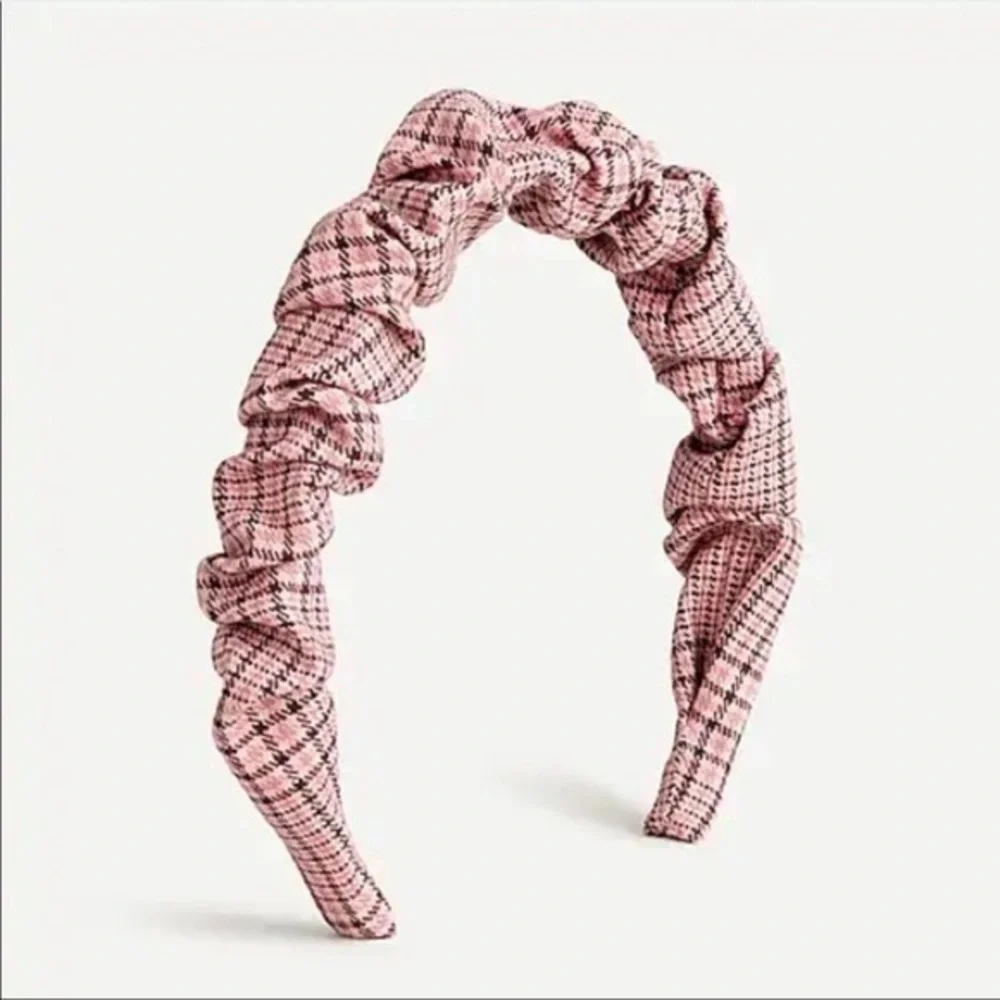 J. Crew Scrunchie Headband In Pink Plaid